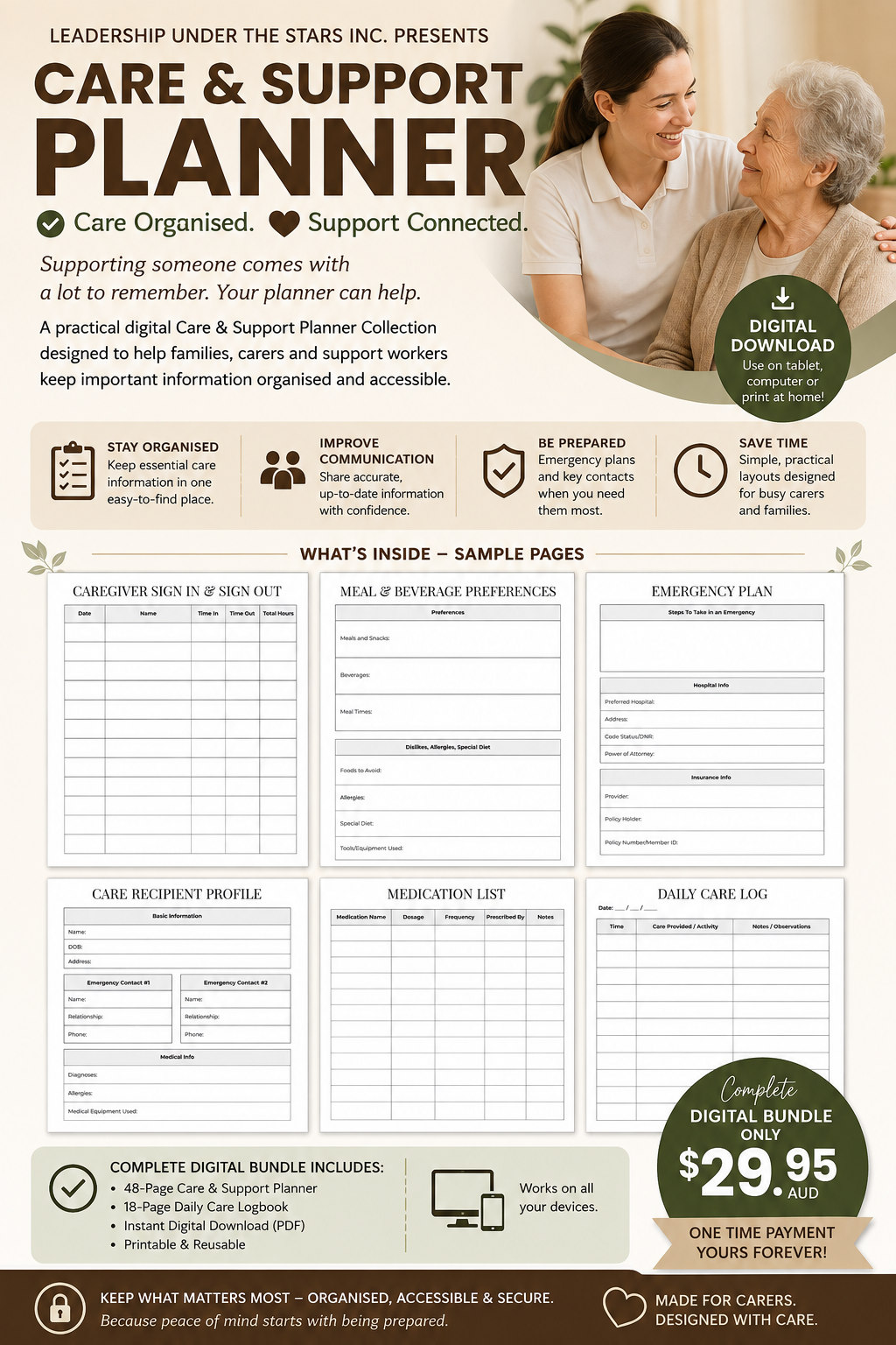 Support and Care Planner Bundle $29.95